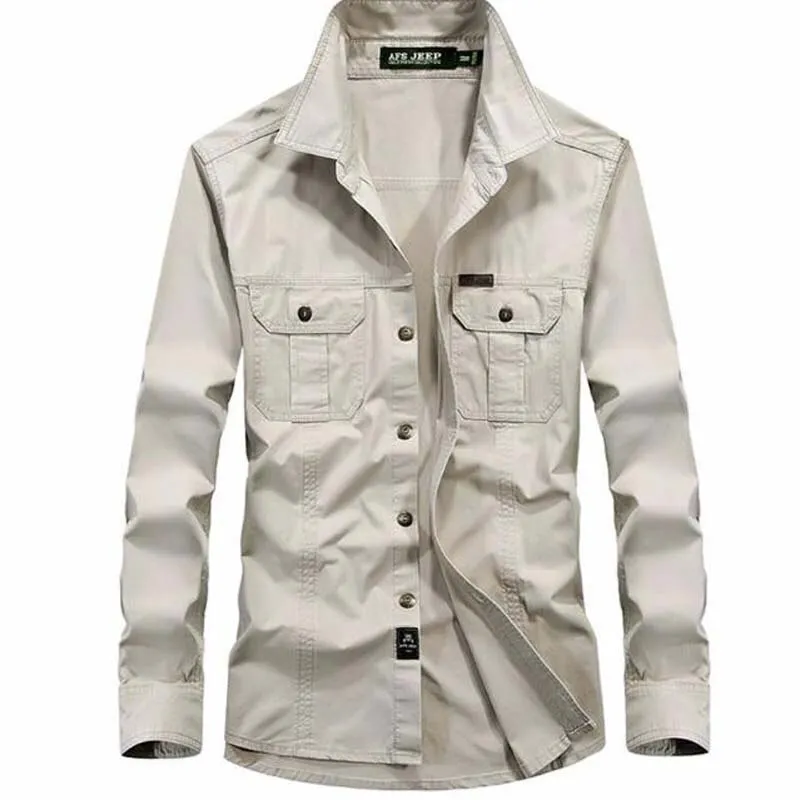 Men's Cotton Turn-down Collar Casual Style Long Sleeve Shirts