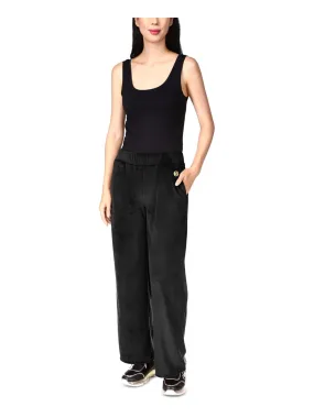 MICHAEL MICHAEL KORS Womens Black Pocketed Pull-on Metallic Logo Straight leg Pants