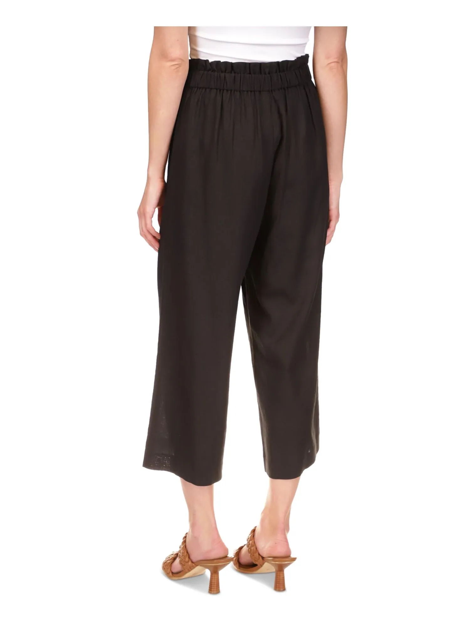 MICHAEL MICHAEL KORS Womens Black Tie Pocketed Paperbag Waist Cropped Wide Leg High Waist Pants