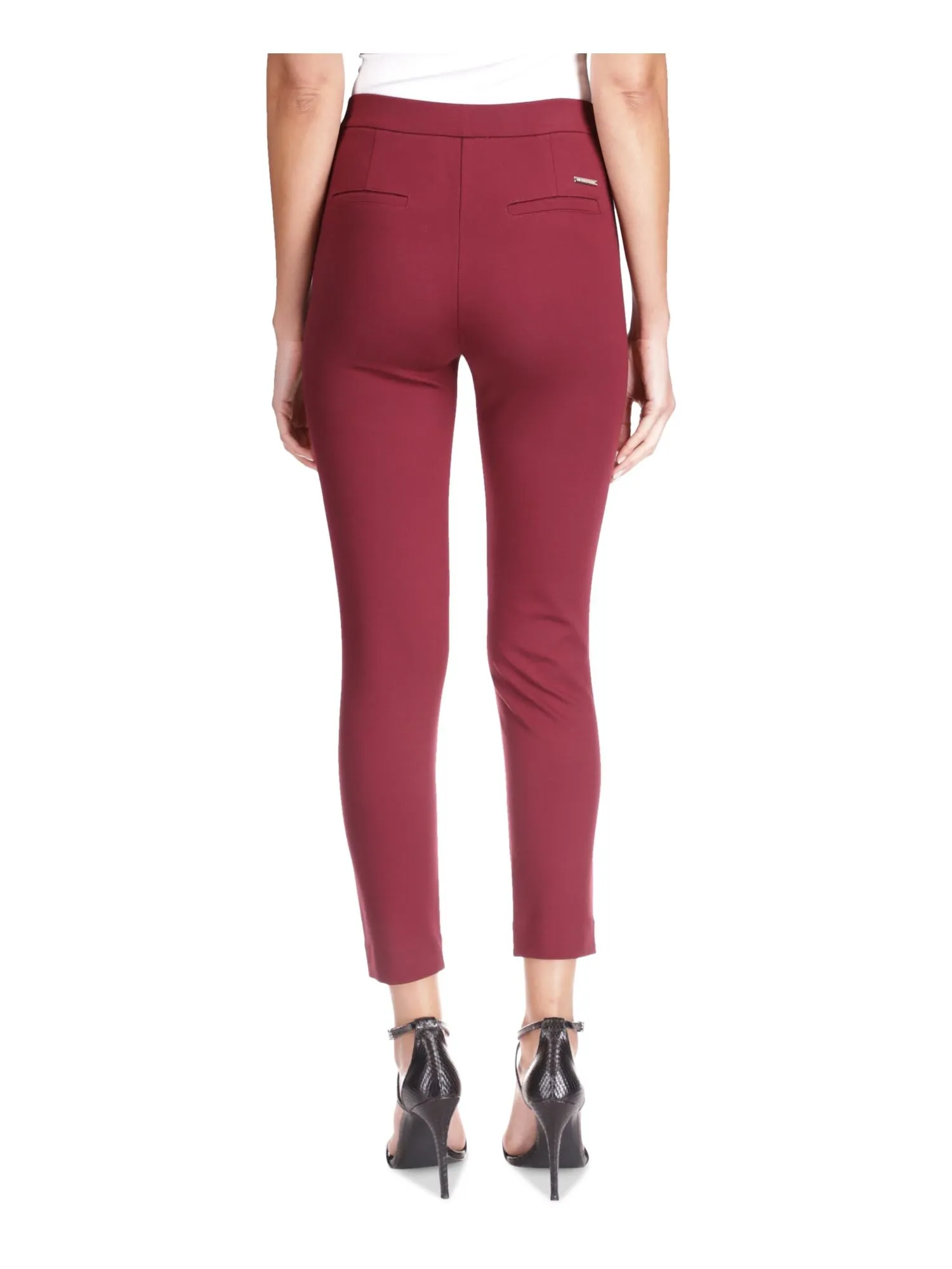 MICHAEL MICHAEL KORS Womens Burgundy Zippered Elastic Waist Pull On Skinny Pants