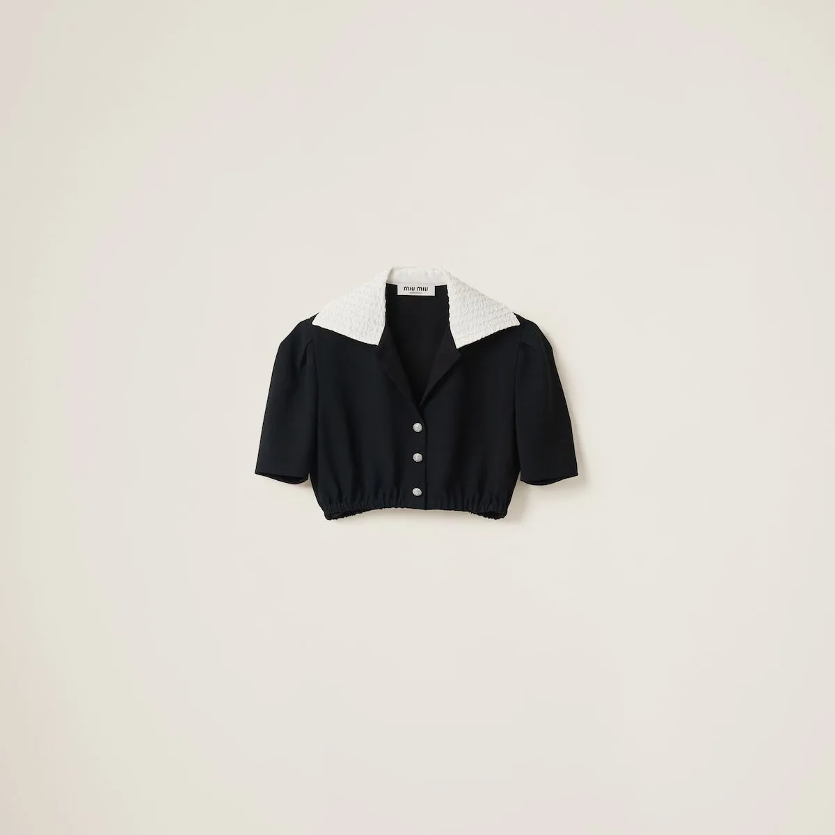 MiuMiu  |Casual Style Bi-color Plain Short Sleeves Party Style