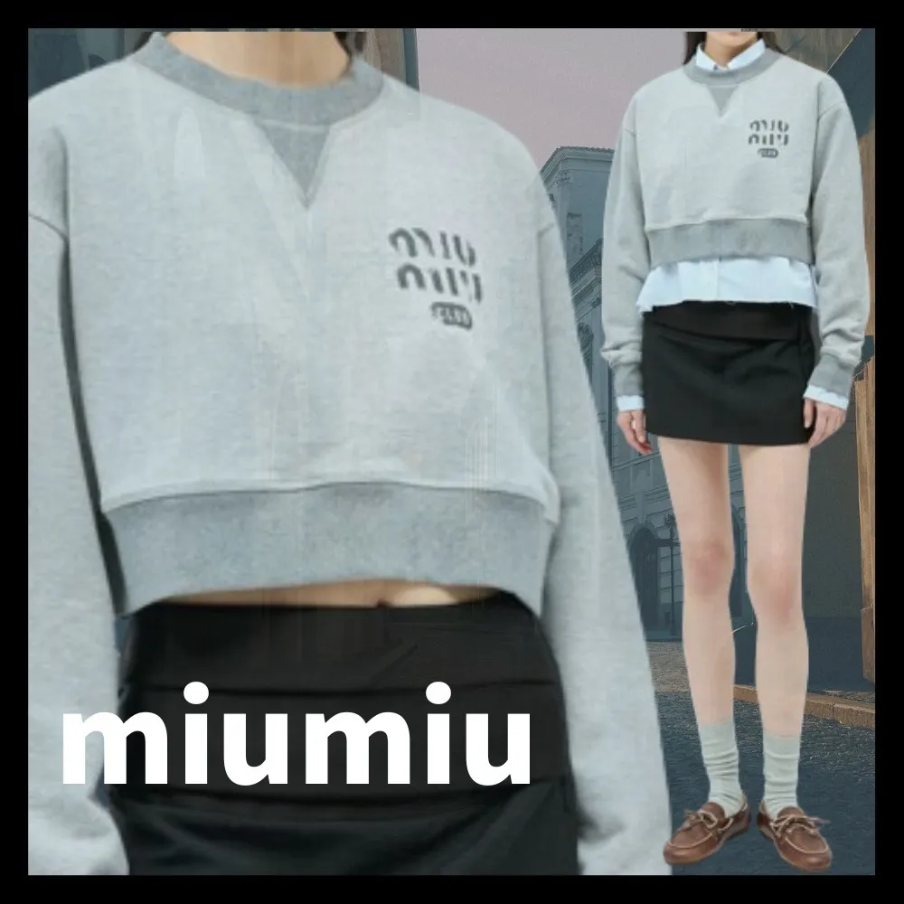 MiuMiu  |Casual Style Unisex Street Style U-Neck Long Sleeves Plain