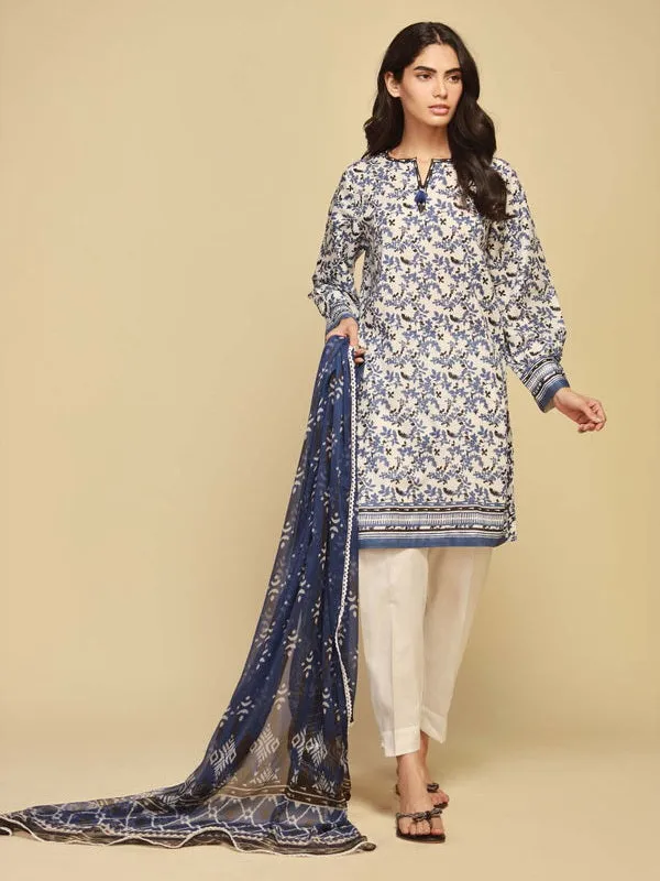 Monochrome by Sahar Unstitched Printed Lawn 3 Piece Suit SBW-23-04