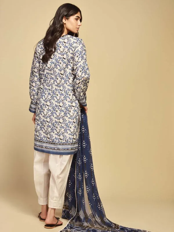 Monochrome by Sahar Unstitched Printed Lawn 3 Piece Suit SBW-23-04