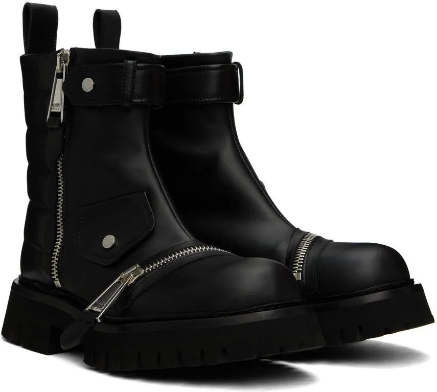 Moschino Black Zipper Boots