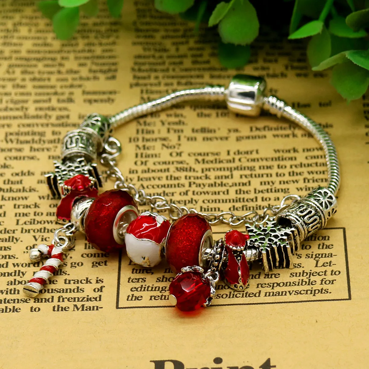 Murano and Swarovski Crystal Christmas Bracelet