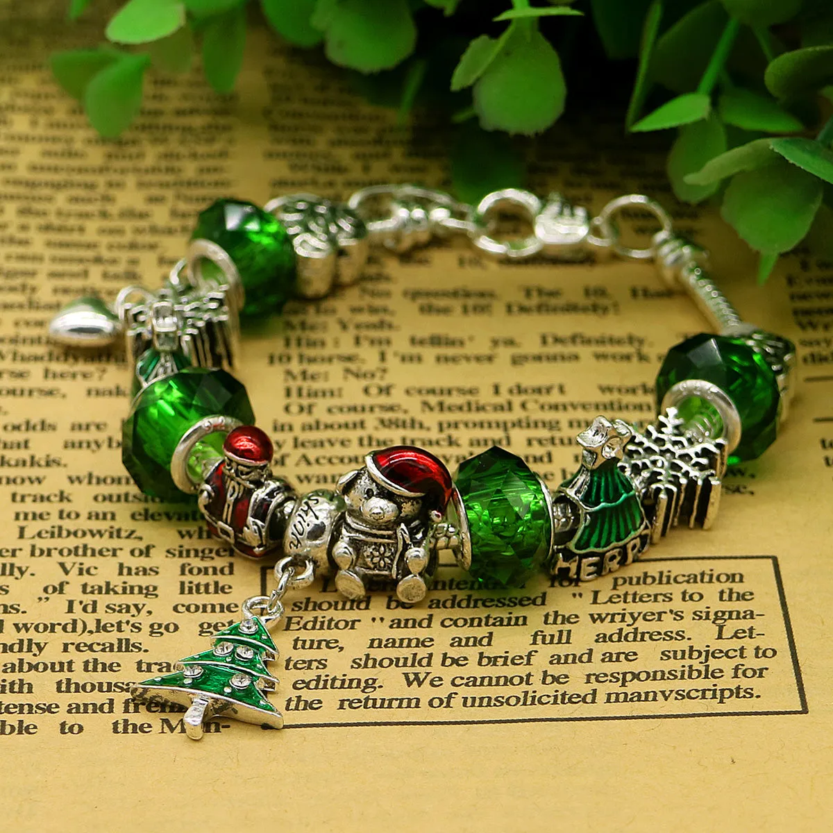 Murano and Swarovski Crystal Christmas Bracelet