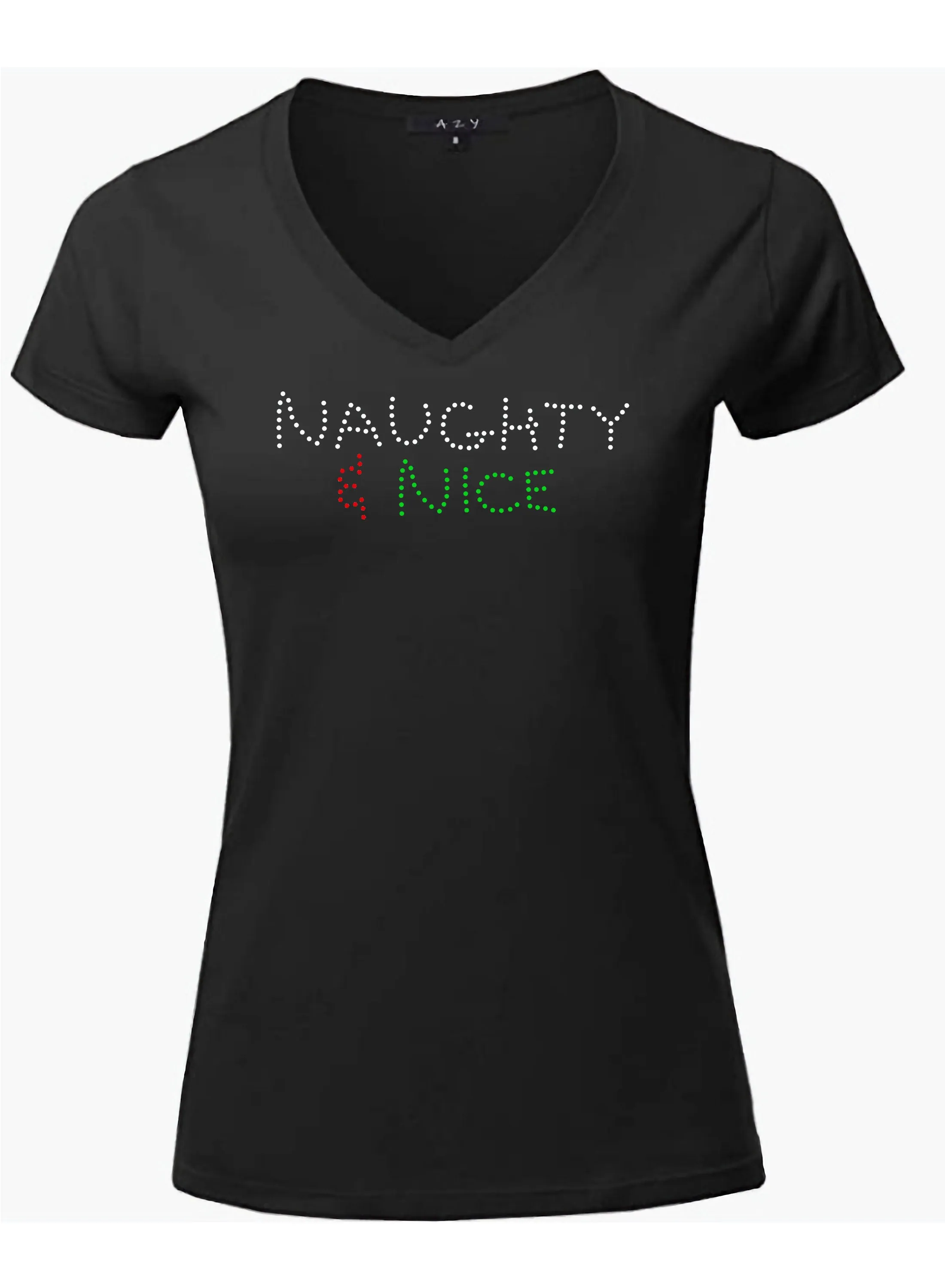 Naughty and Nice Rhinestone Christmas T Shirt