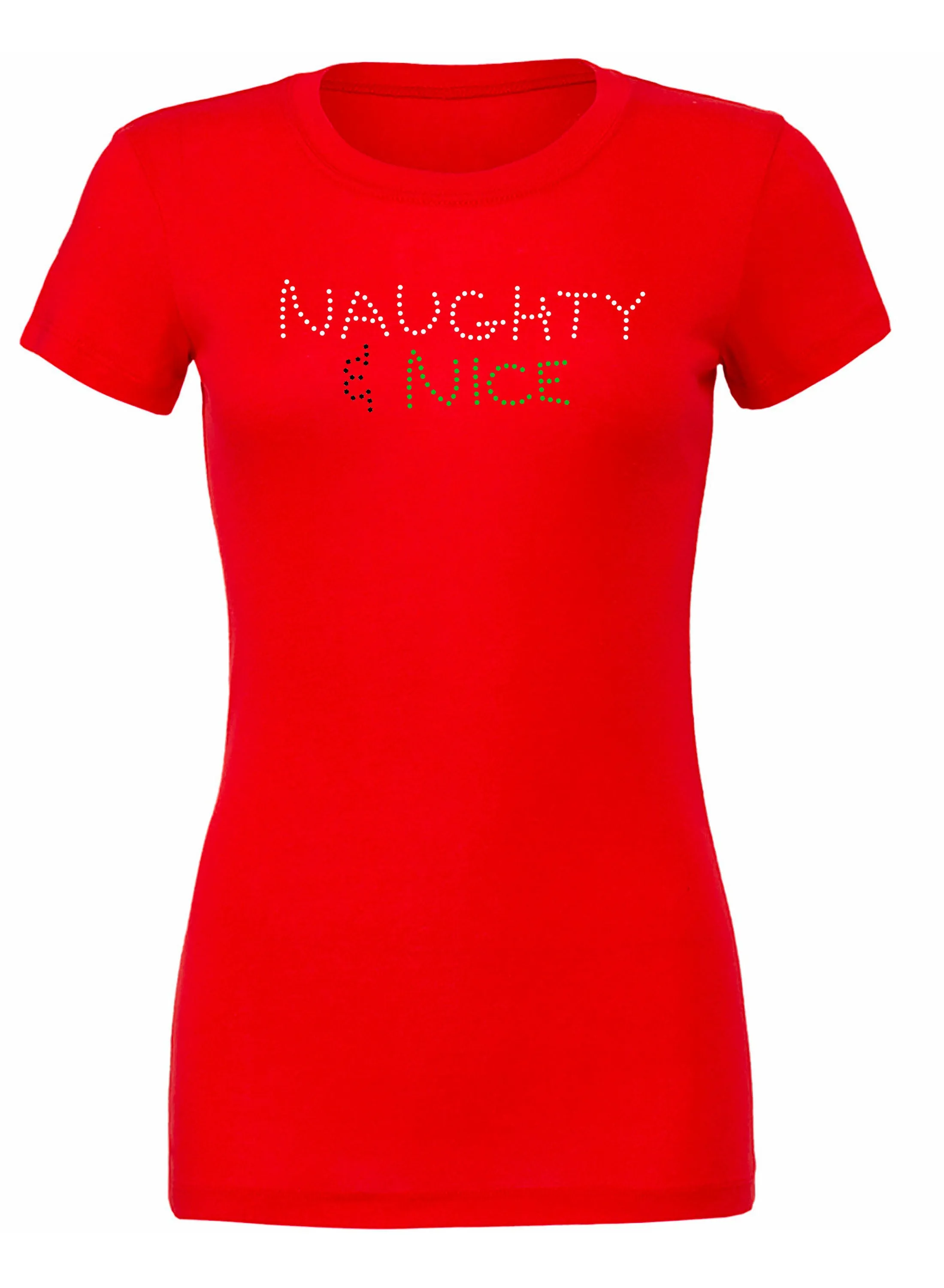 Naughty and Nice Rhinestone Christmas T Shirt