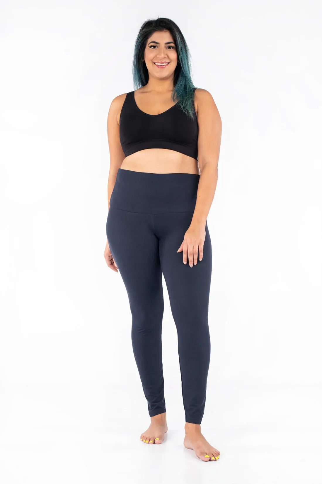 Navy Wide Waistband Leggings