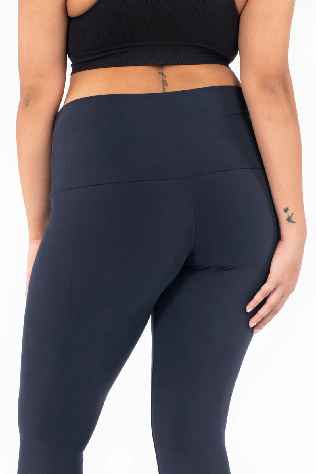 Navy Wide Waistband Leggings