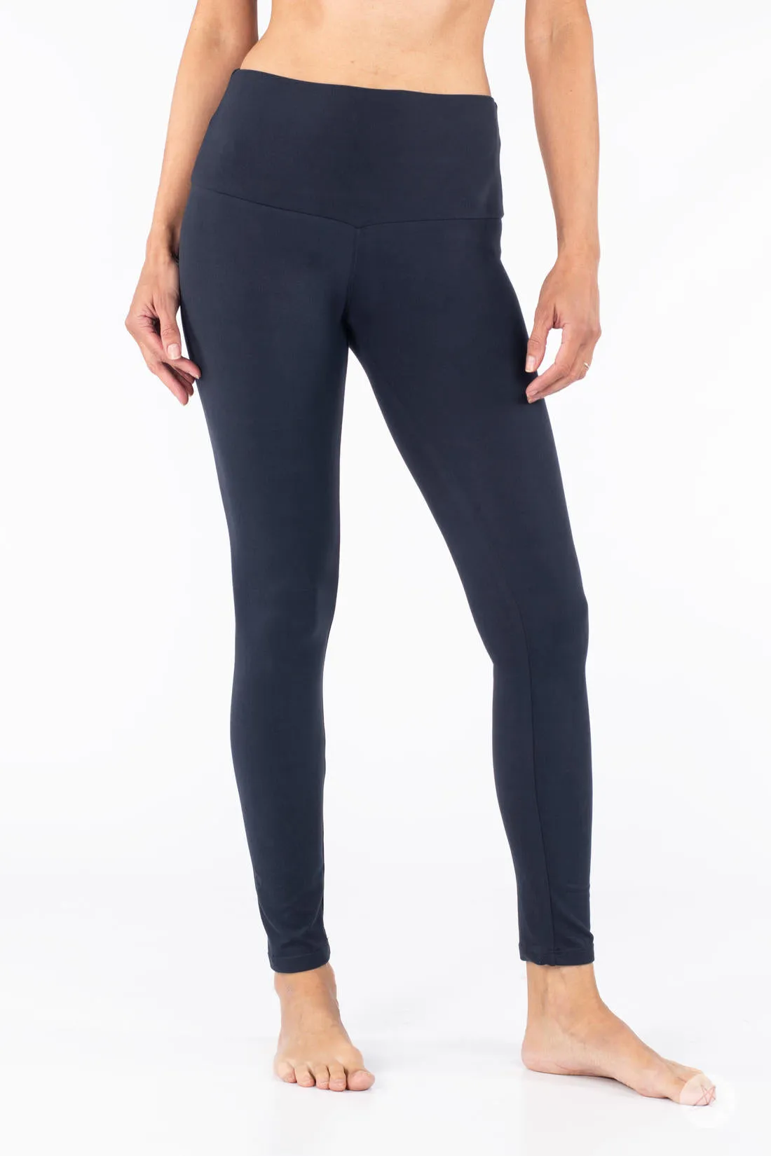 Navy Wide Waistband Leggings