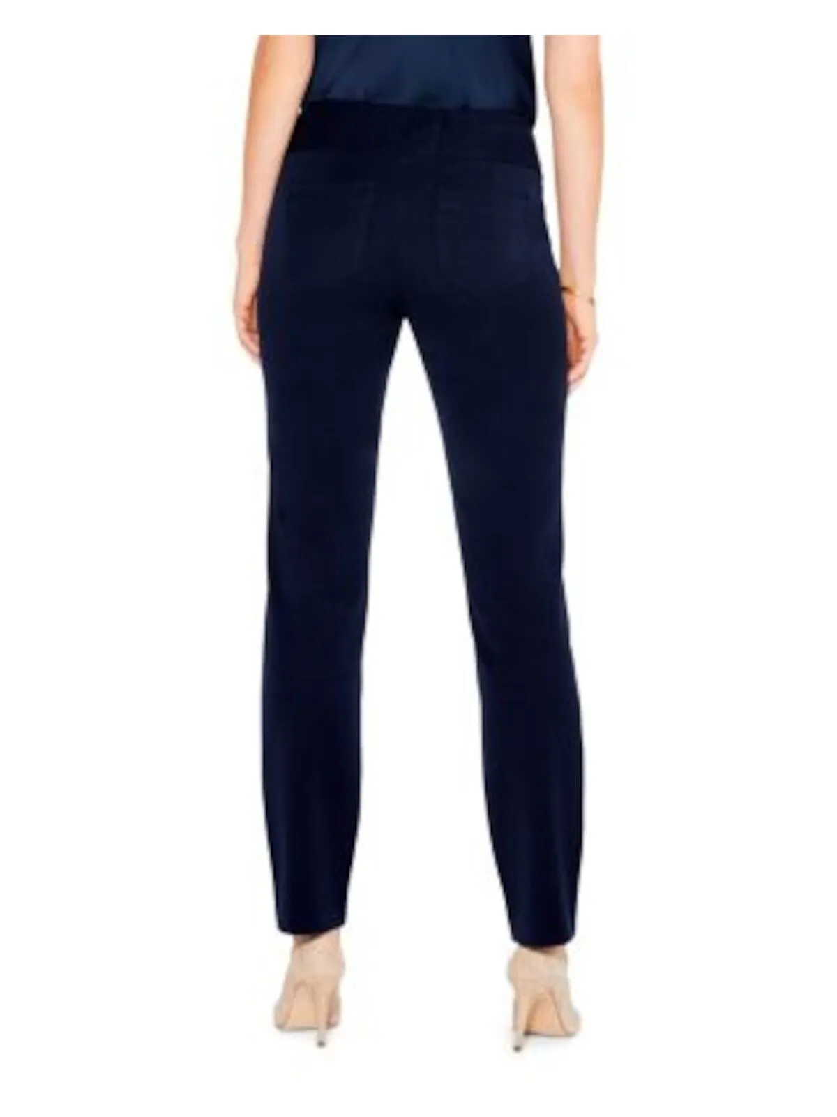 NIC+ZOE Womens Navy Pocketed Elastic Waist Faux Fly Pull-on Straight leg Pants