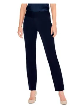 NIC+ZOE Womens Navy Pocketed Elastic Waist Faux Fly Pull-on Straight leg Pants