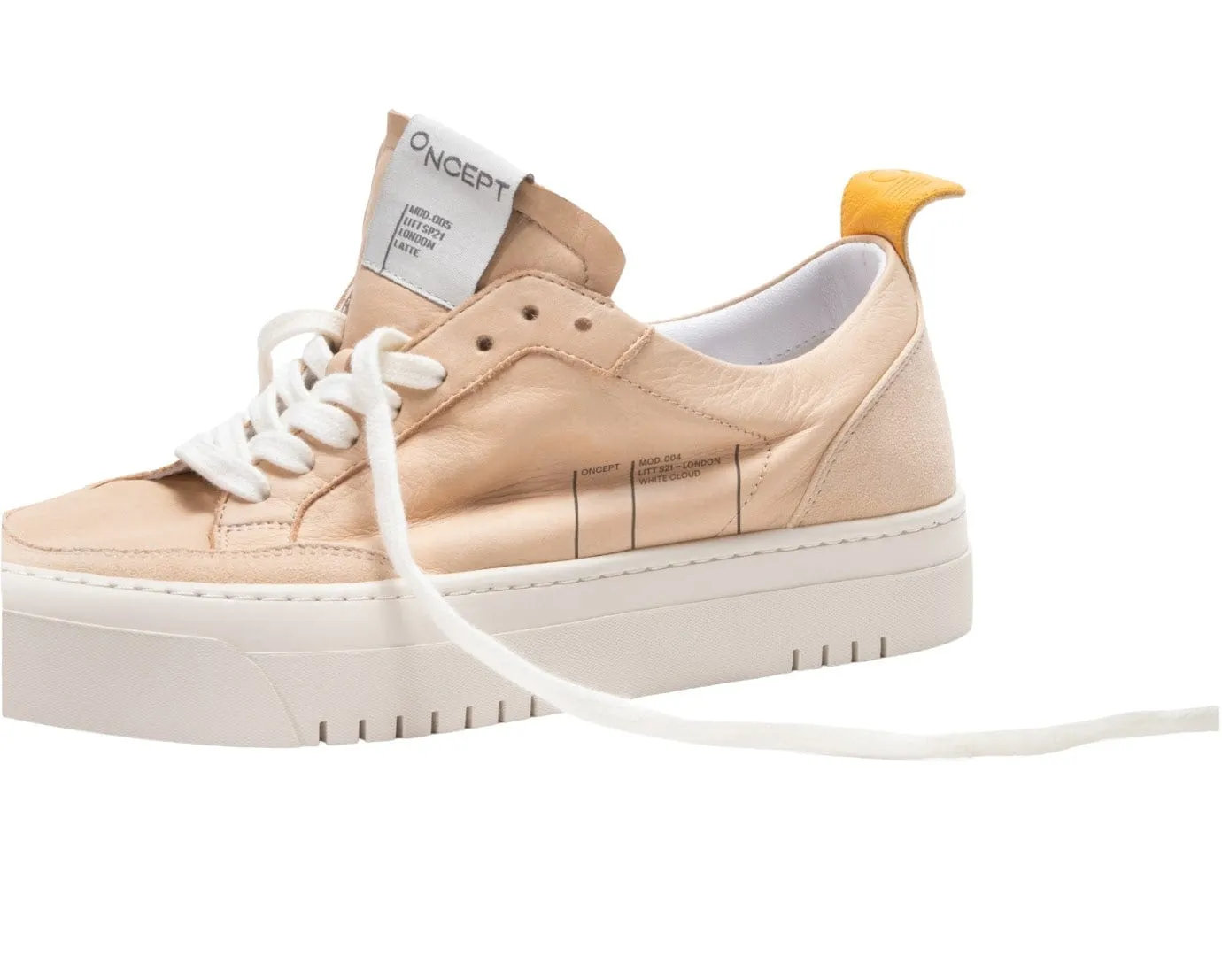 Oncept London Latte Leather Platform Sneaker