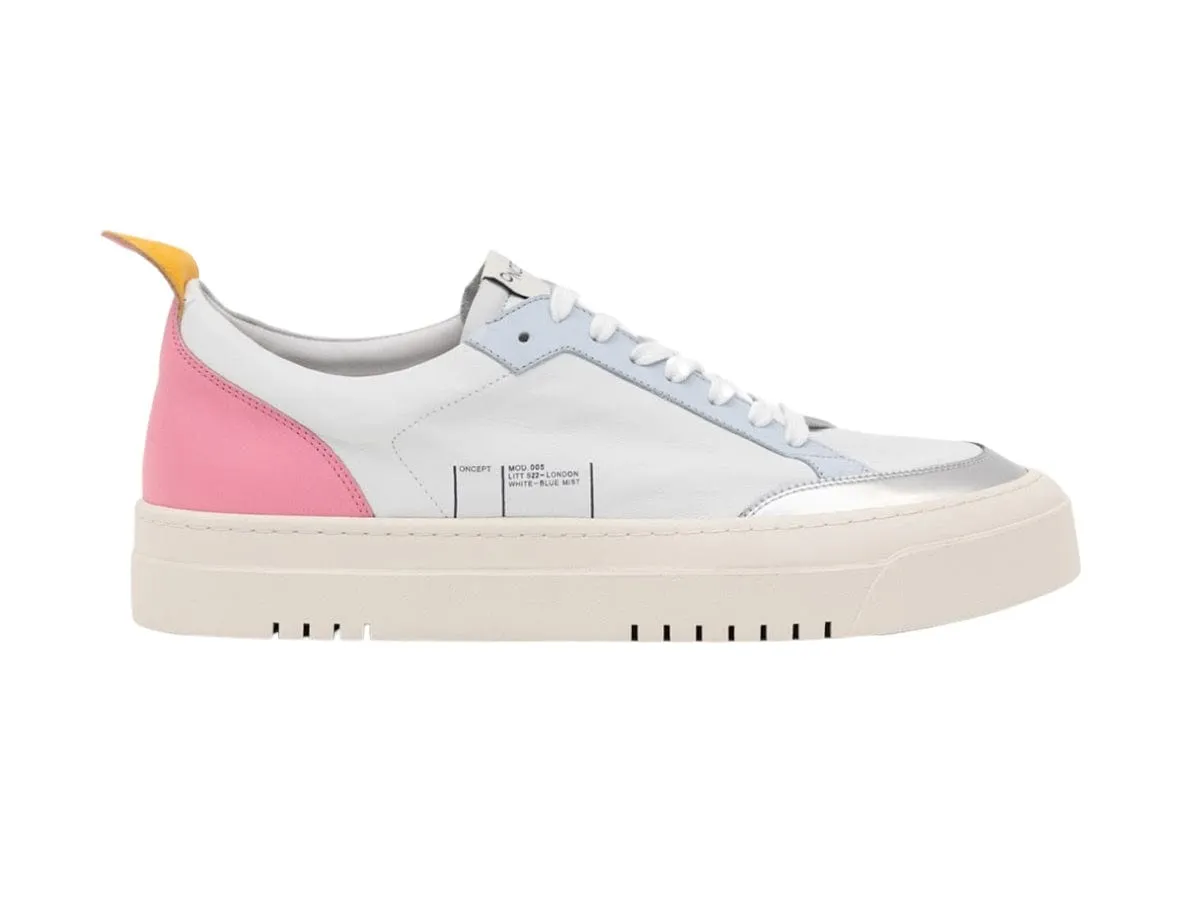 Oncept London White Blue Mist Leather Platform Sneaker