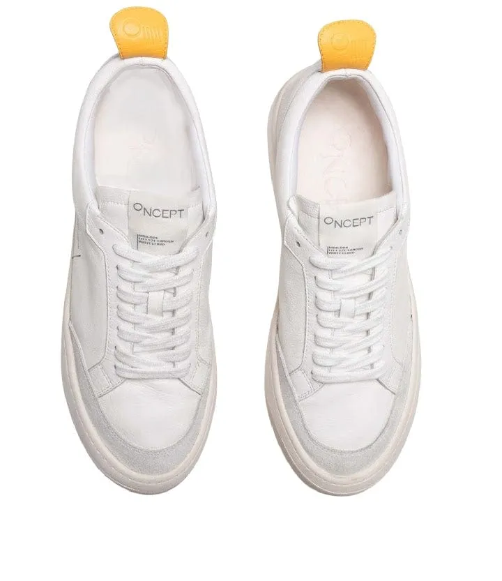 Oncept London White Cloud Leather Platform Sneaker