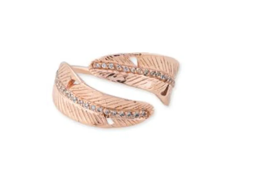 Pave Gold Feather Wrap Ring