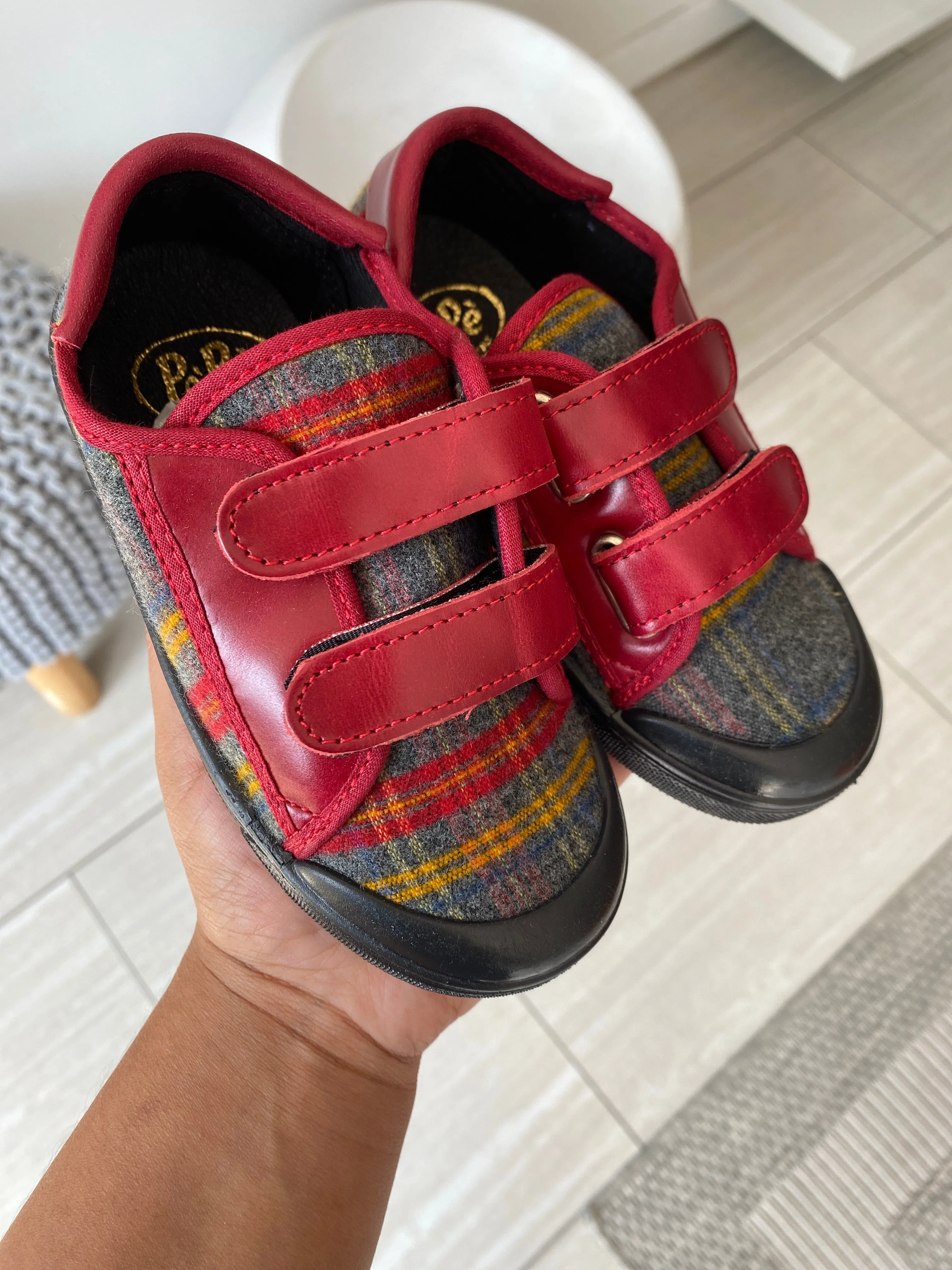 Pepe Red Plaid Velcro Sneaker