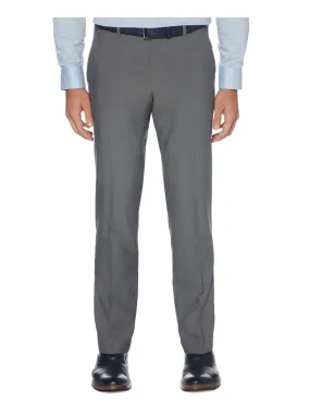 PERRY ELLIS PORTFOLIO Mens Gray Stretch, Check Slim Fit X-Tech Moisture Pants