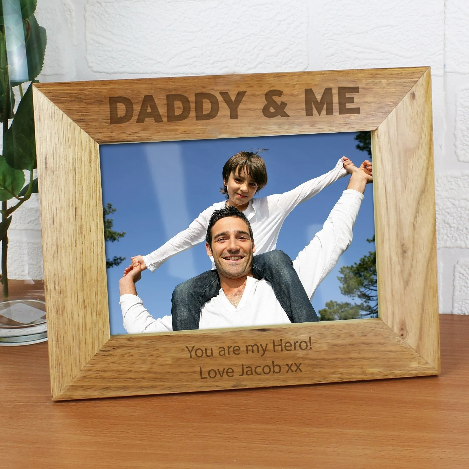 Personalised Daddy & Me 7x5 Landscape Wooden Photo Frame