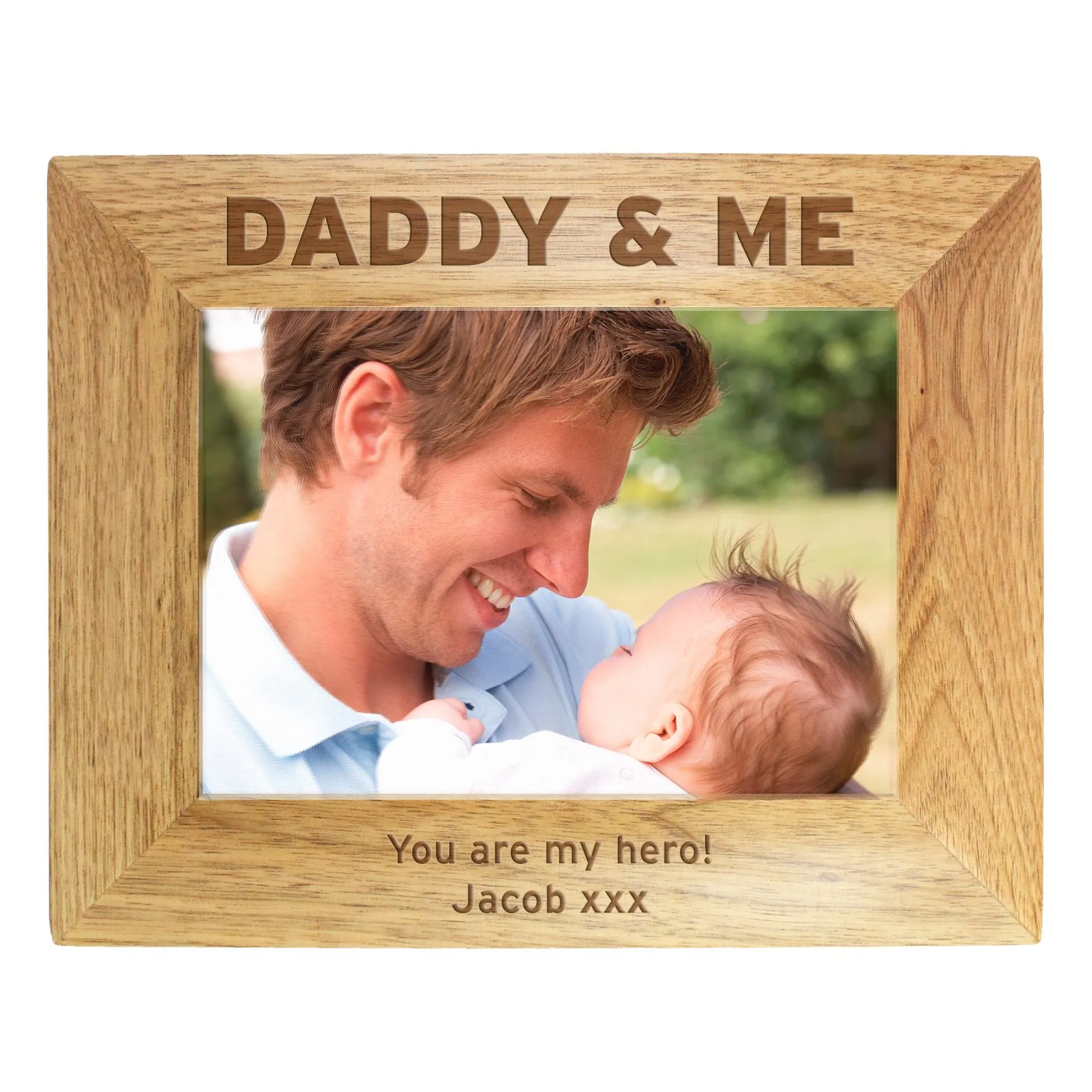 Personalised Daddy & Me 7x5 Landscape Wooden Photo Frame