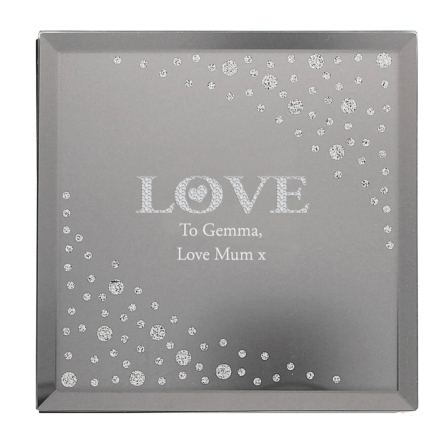 Personalised LOVE Diamante Glass Trinket Box