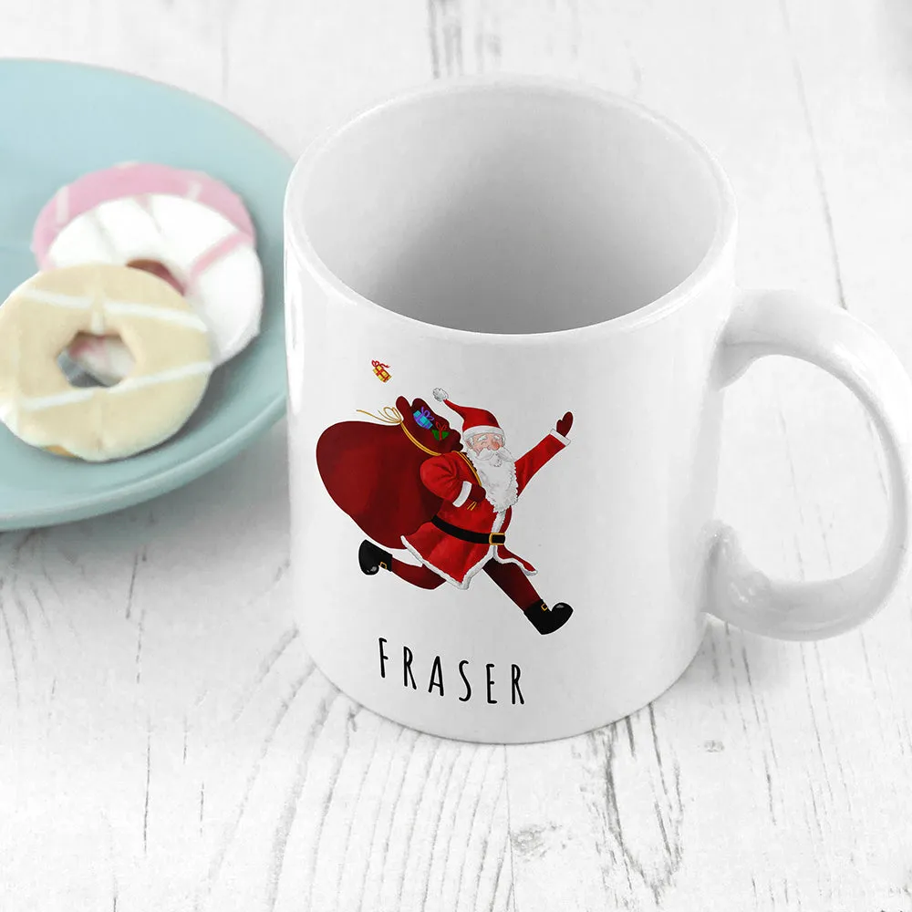 Personalised Playful Santa Christmas White Mug