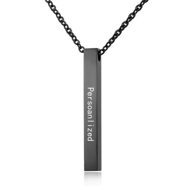 Personalized Square Bar Necklace with Custom Engraving