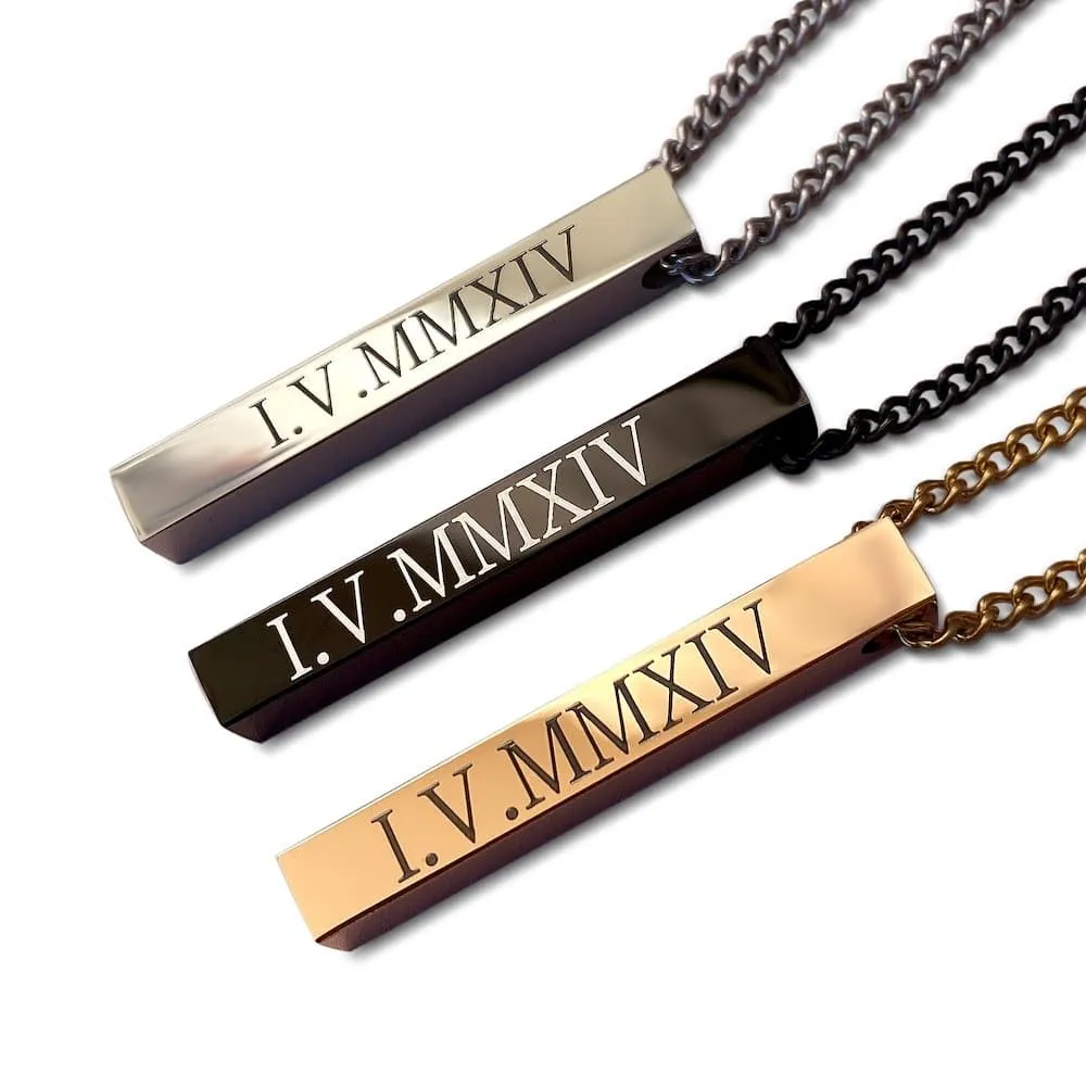 Personalized Square Bar Necklace with Custom Engraving