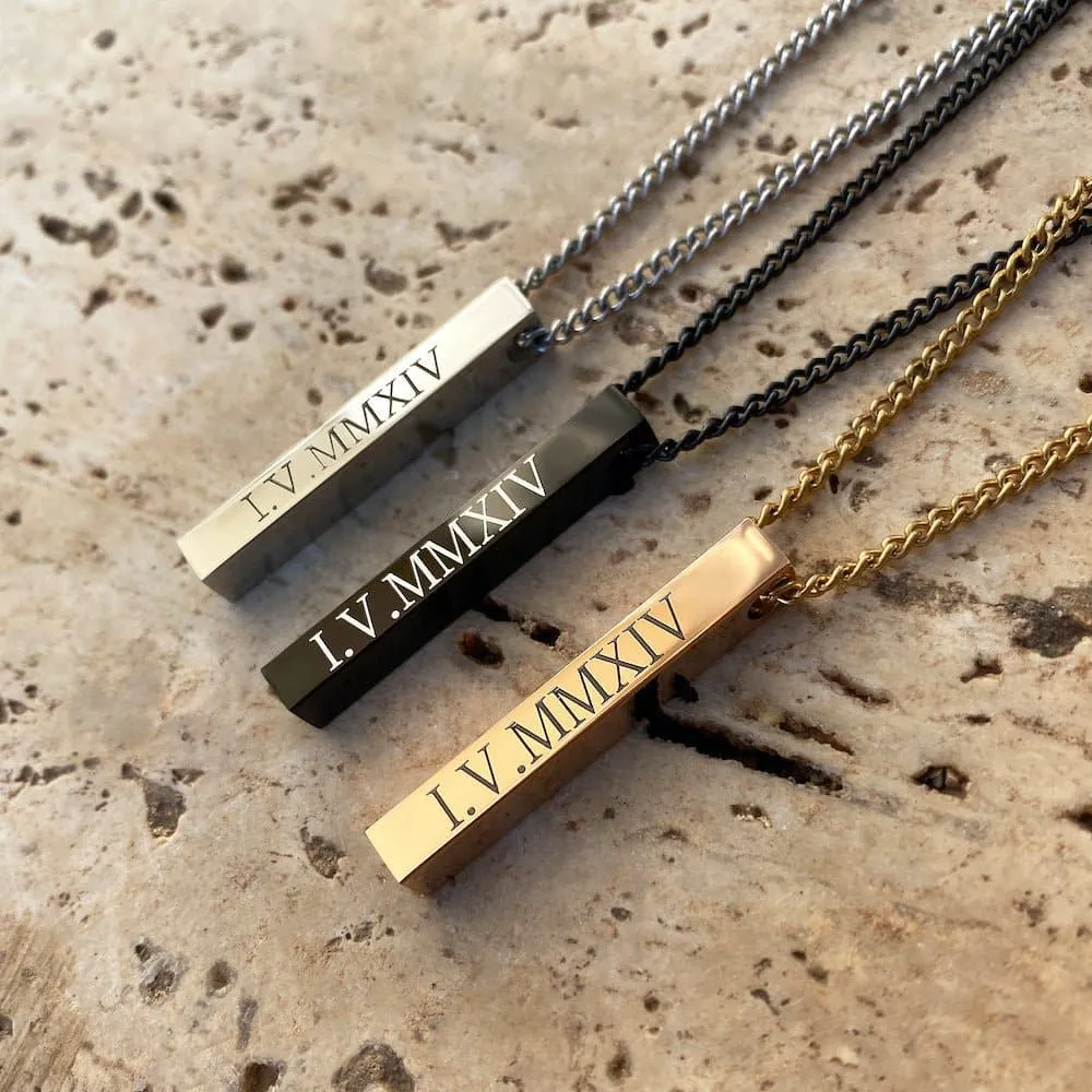 Personalized Square Bar Necklace with Custom Engraving