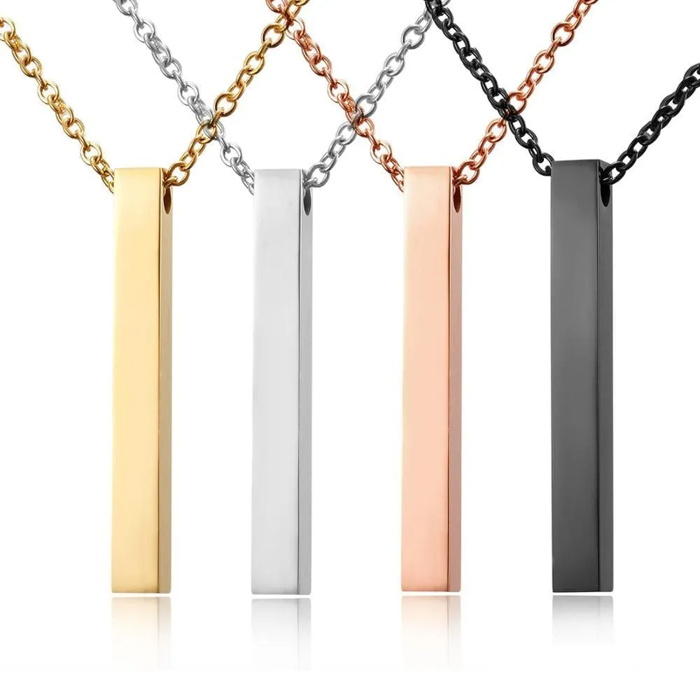 Personalized Square Bar Necklace with Custom Engraving