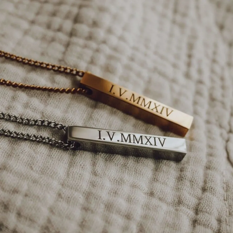 Personalized Square Bar Necklace with Custom Engraving