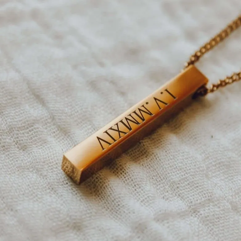 Personalized Square Bar Necklace with Custom Engraving