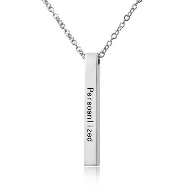 Personalized Square Bar Necklace with Custom Engraving