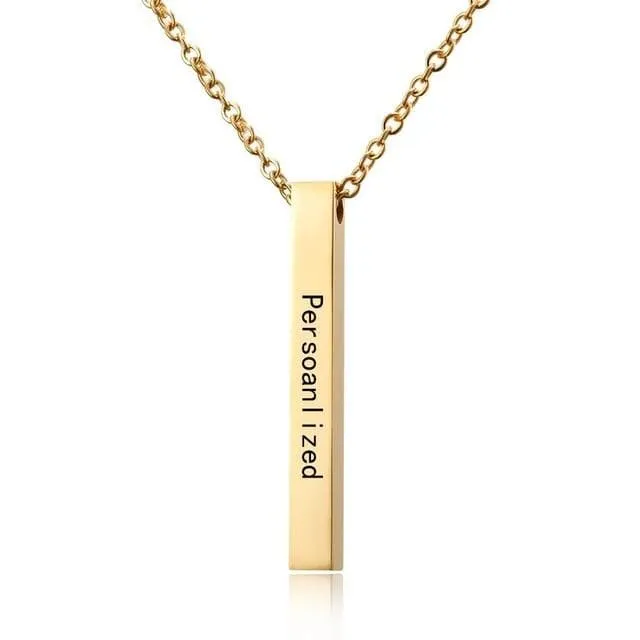 Personalized Square Bar Necklace with Custom Engraving