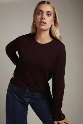 Plus size Viscose Blend Knitted Crew Neck Jumper | Karen Millen