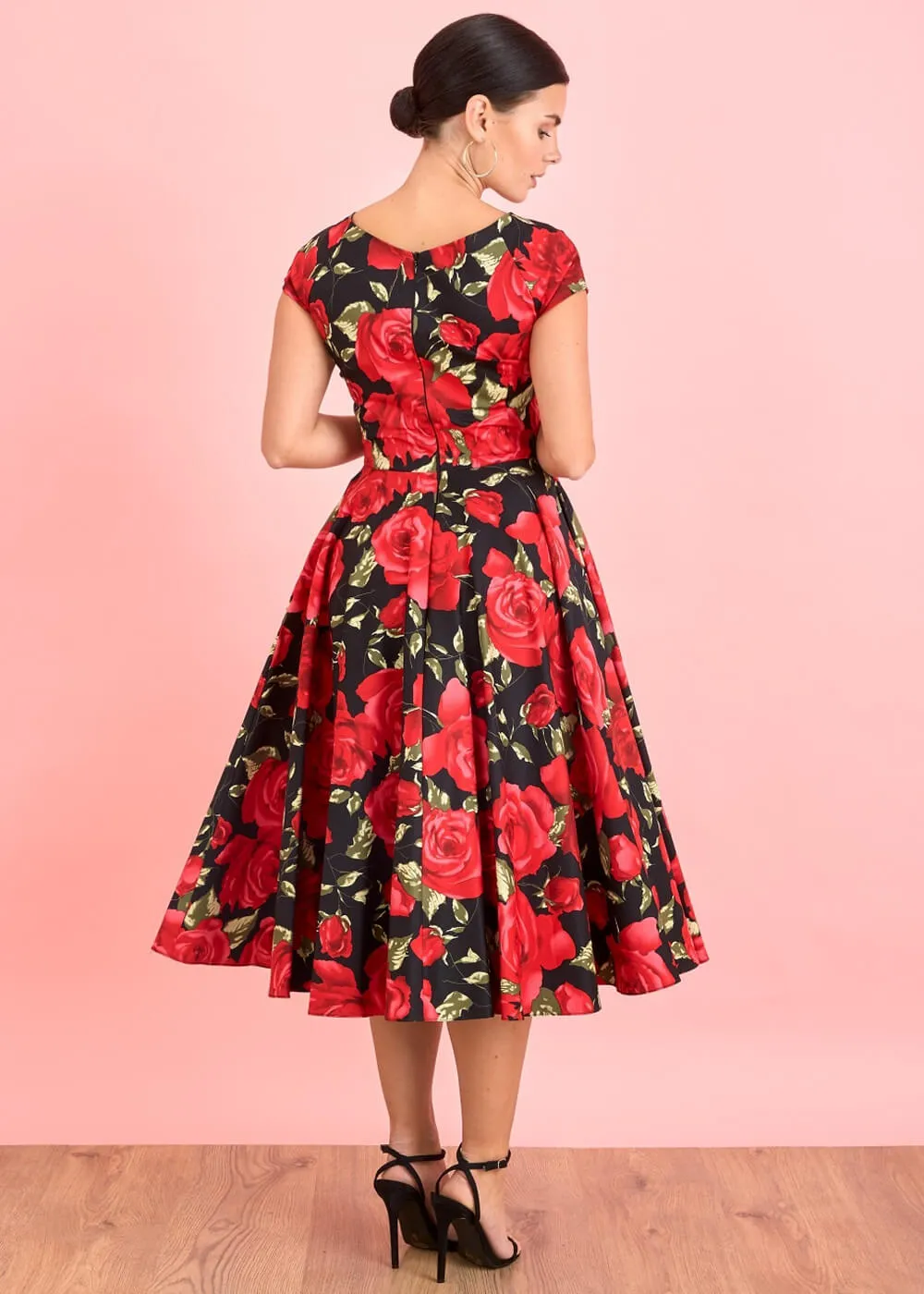 Pretty Dress Company Hourglass Sorrento 50's Swing Dress Black Red