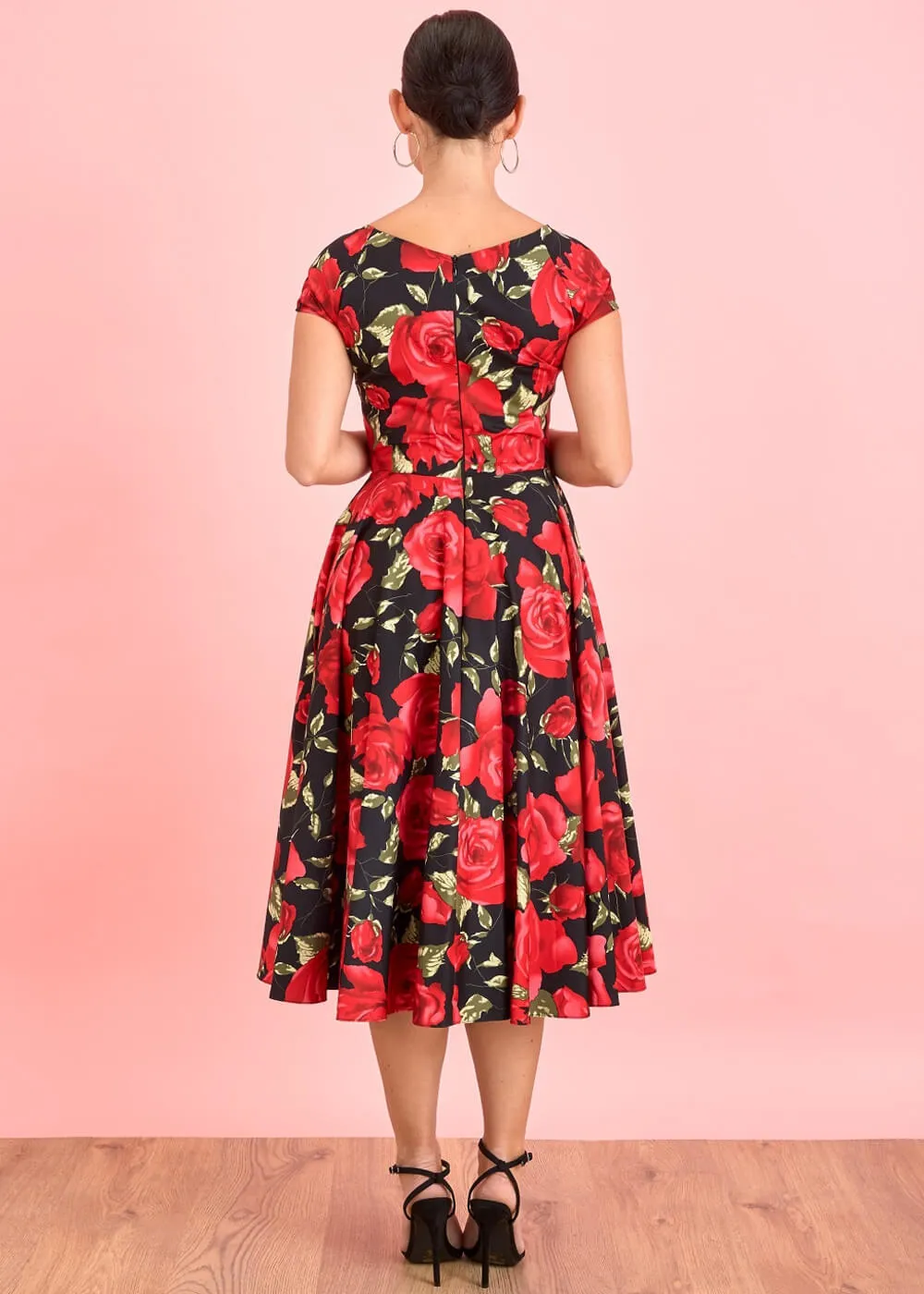 Pretty Dress Company Hourglass Sorrento 50's Swing Dress Black Red