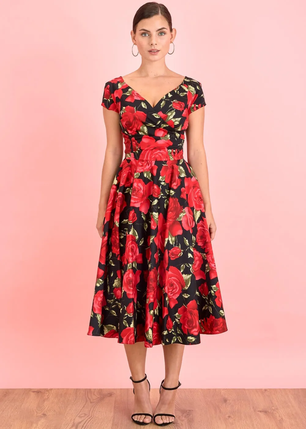 Pretty Dress Company Hourglass Sorrento 50's Swing Dress Black Red