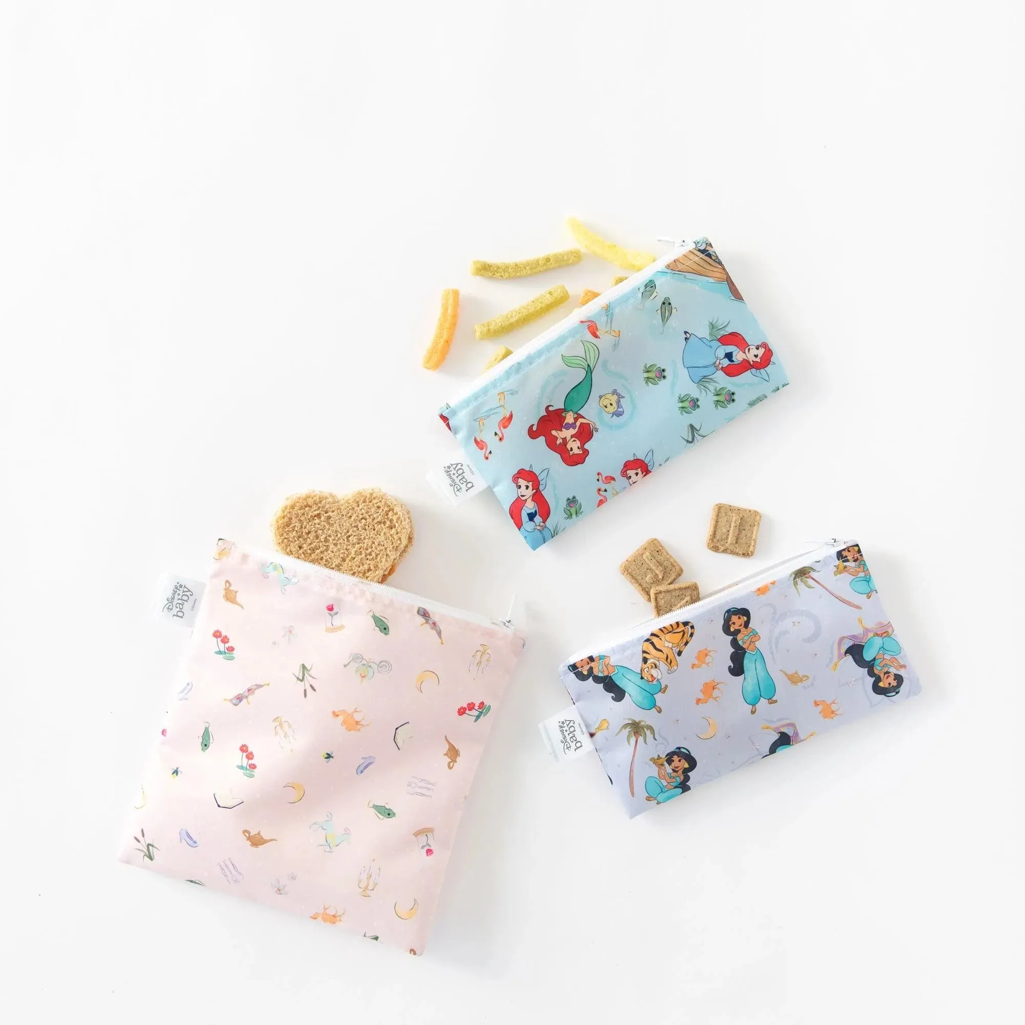 Reusable Snack Bag, 3-Pack: Princess Magic, Ariel, and Jasmine