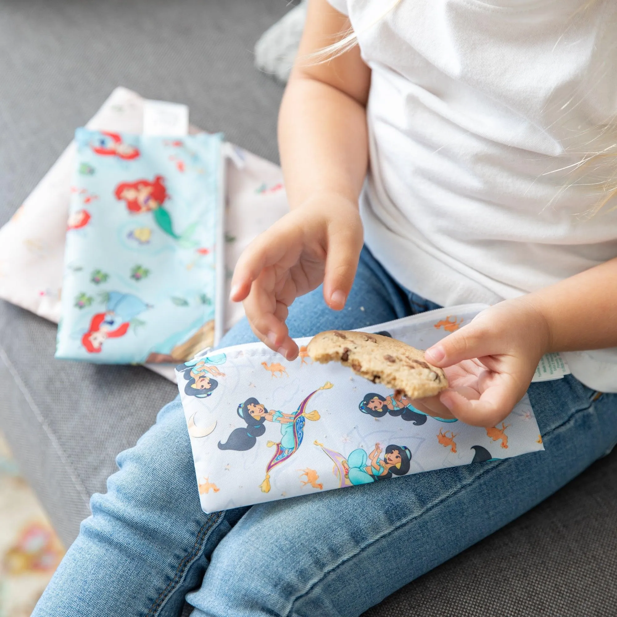 Reusable Snack Bag, 3-Pack: Princess Magic, Ariel, and Jasmine