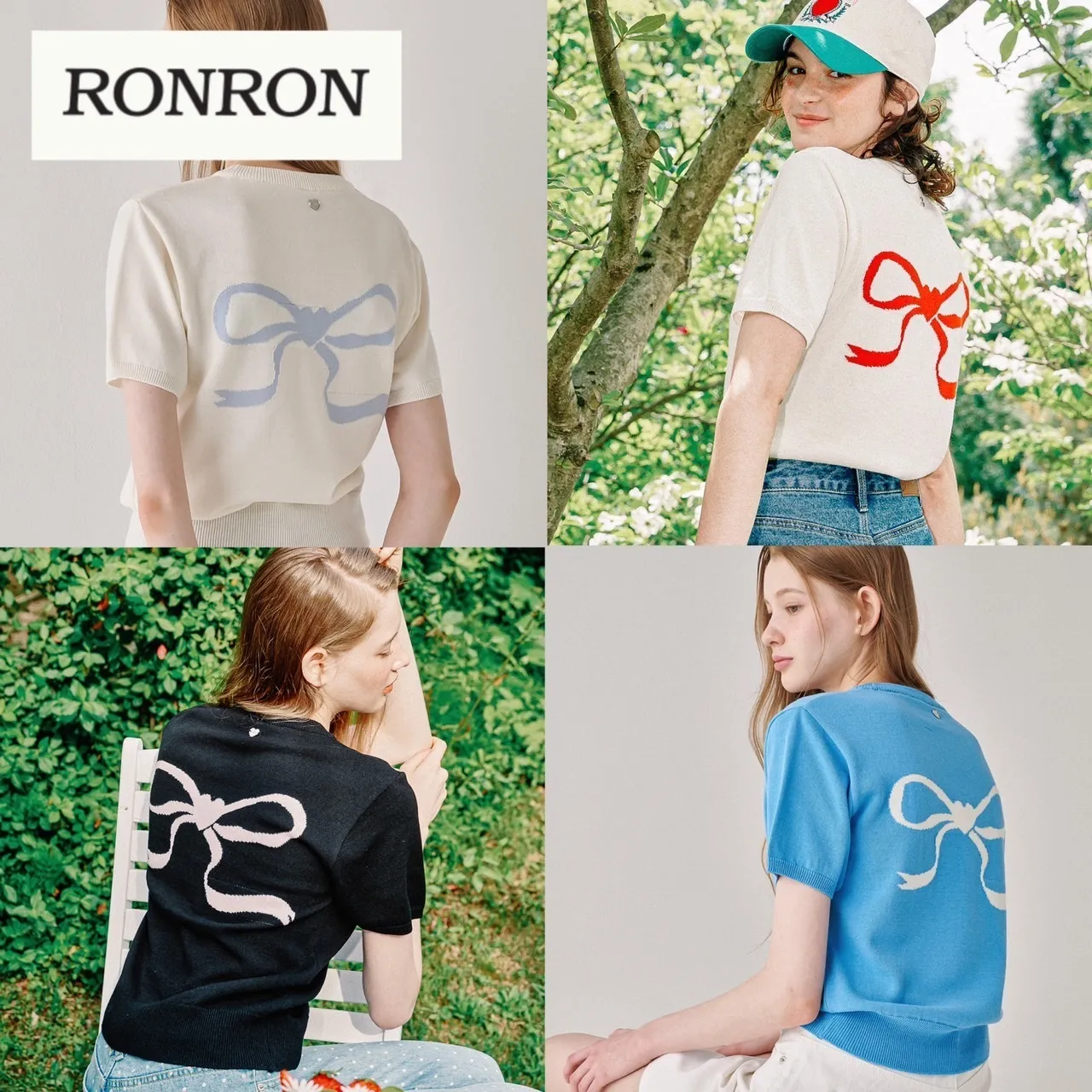 RONRON  |Casual Style Street Style U-Neck Plain Cotton Short Sleeves