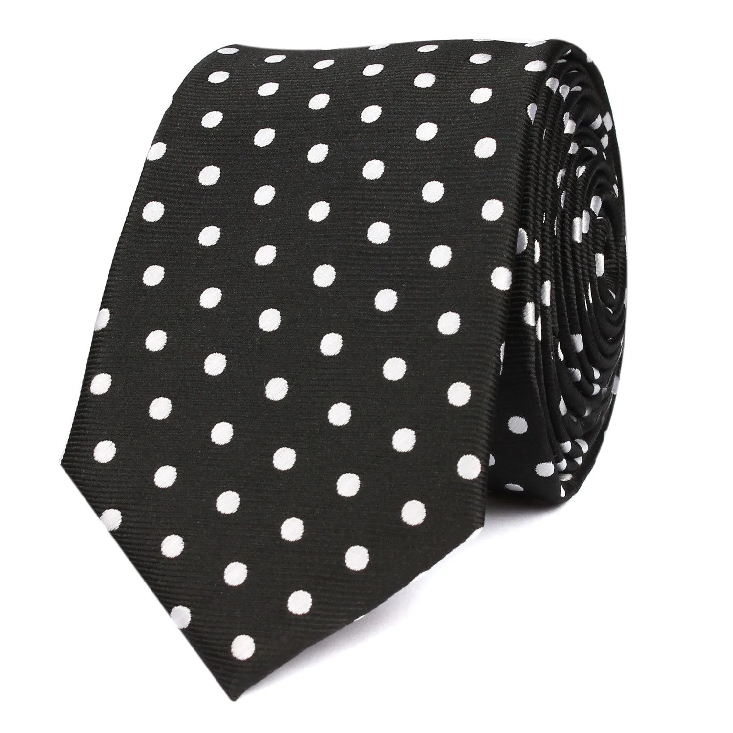 Royal Black Polka Dots Skinny Tie