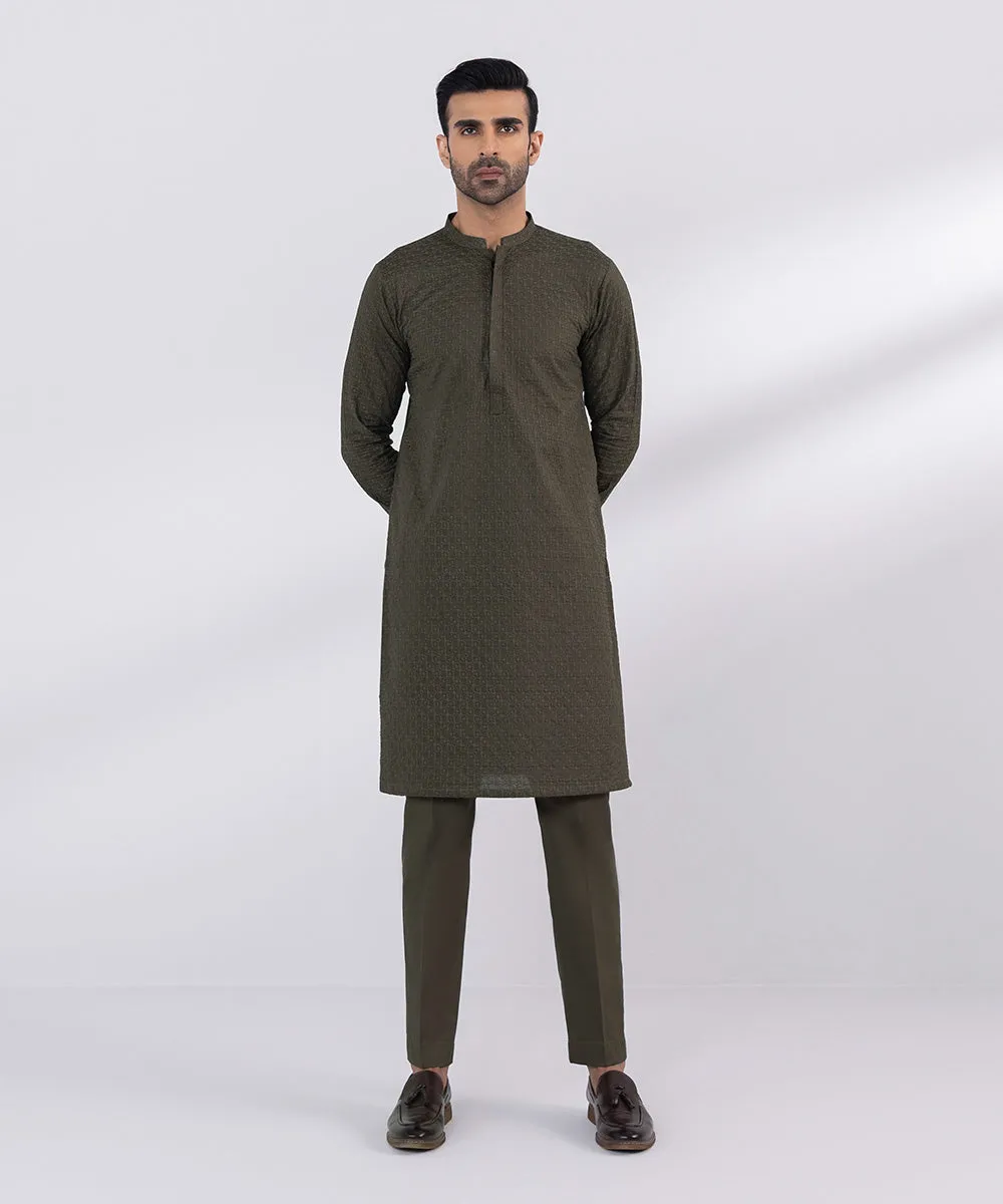 Schiffli Embroidered Cotton Suit