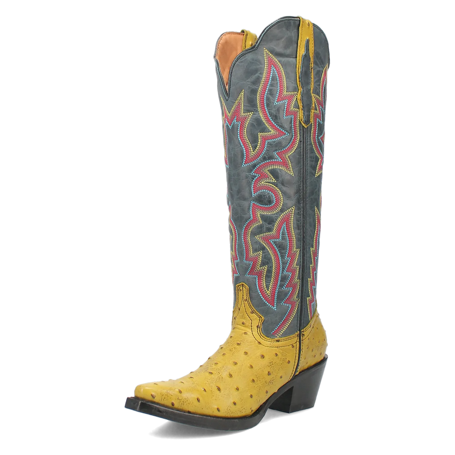 Selene Yellow/Blue Leather & Embroidered Boot (DS) ~ PREORDER 7/20