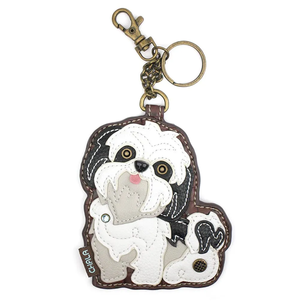 Shih Tzu Coin Purse and Key Chain in White