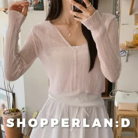 SHOPPERLAND  |Casual Style Linen Rib Street Style Long Sleeves Plain