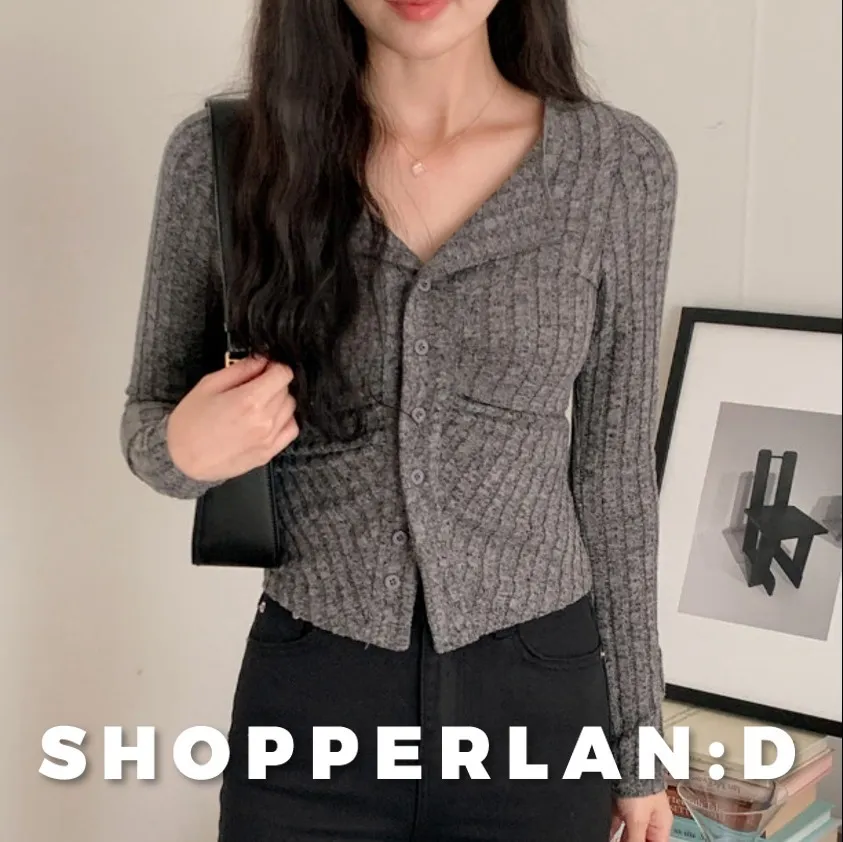 SHOPPERLAND  |Casual Style Rib Street Style Long Sleeves Plain