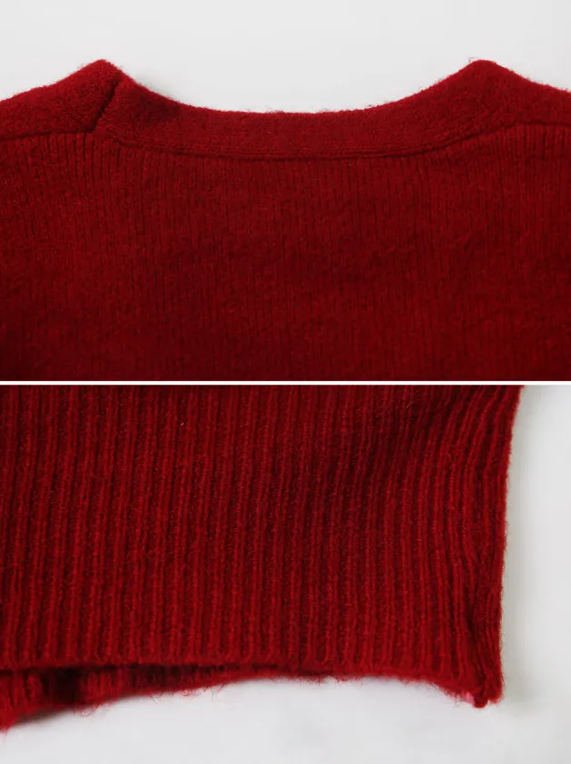 SHOPPERLAND  |Casual Style Wool Street Style Bi-color Long Sleeves